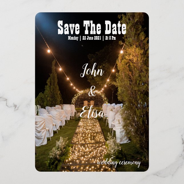 wedding invitation elegant movie cover foil invitation (Front)