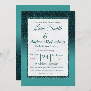 Wedding Invitation Elegant peacock Glitter