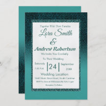 Wedding Invitation| Elegant peacock Glitter