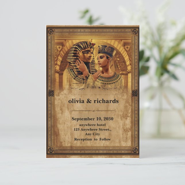 Wedding Invitation – Elegant Pharaoh Theme (Standing Front)