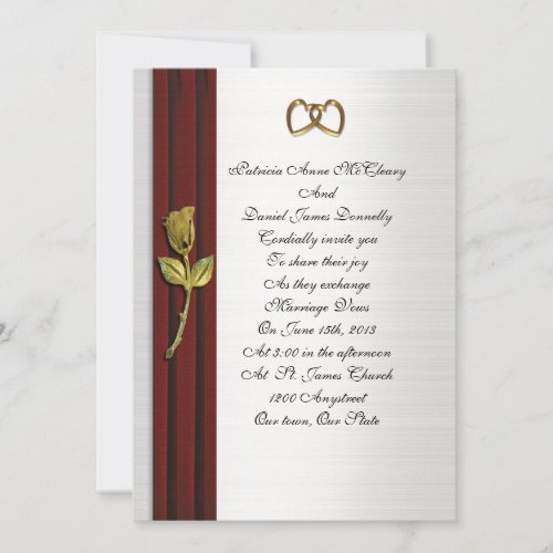 Wedding invitation elegant red velvet gold rose