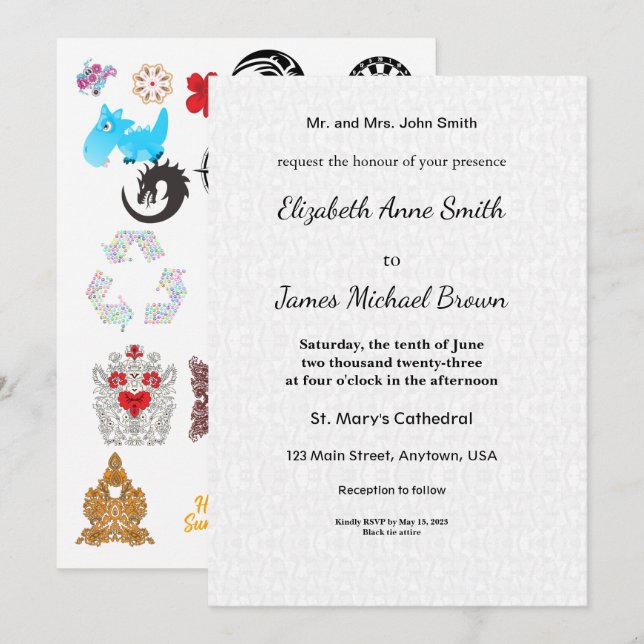 Wedding Invitation Elegant Script Minimal Classic (Front/Back)