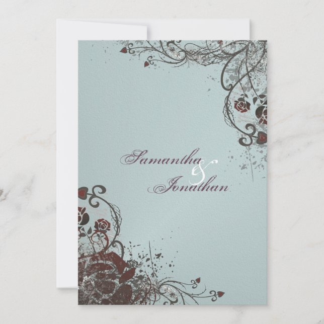 Wedding Invitation - Elegant Shattered Red Rose (Front)