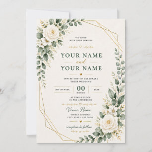 wedding invitation, elegant wedding invitation, fl invitation