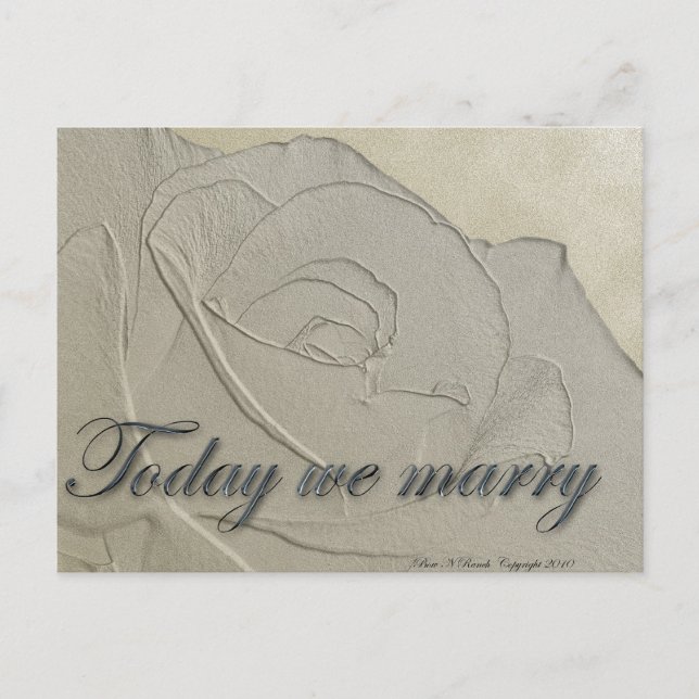 Wedding Invitation Embossed Rose Postcard (Front)