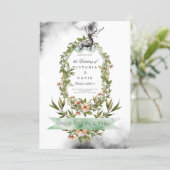 Wedding Invitation Enchanted Forest Stag Floral (Standing Front)