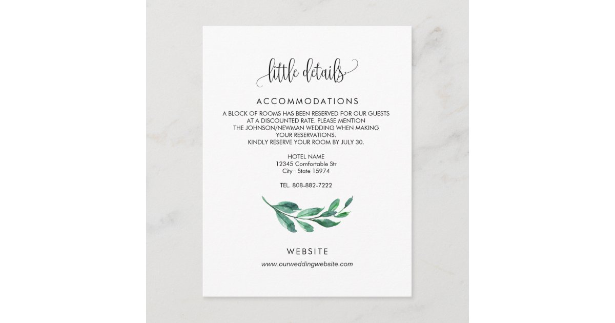 Wedding Invitation enclosure card details card Zazzle com