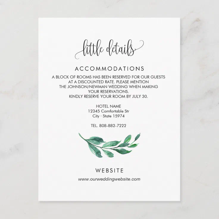 Wedding Invitation - enclosure card, details card | Zazzle