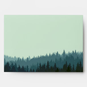 Wedding invitation envelope with mountains in blue