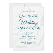Wedding Invitation Eucalyptus Floral with RSVP