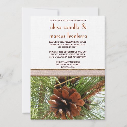 Wedding Invitation - Evergreen and Pine Cone Scene