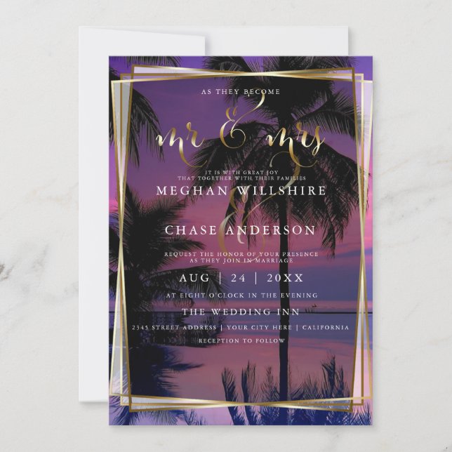 Wedding Invitation  | Exotic Tropical Night Beach (Front)