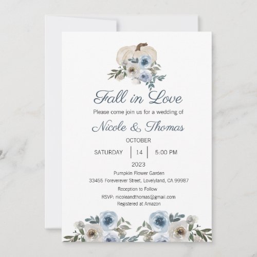 Wedding Invitation Fall in Love Wedding  Invitation