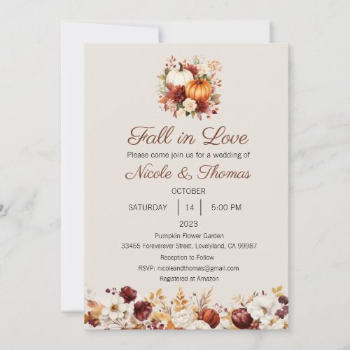 Wedding Invitation Fall in Love Wedding Invitation