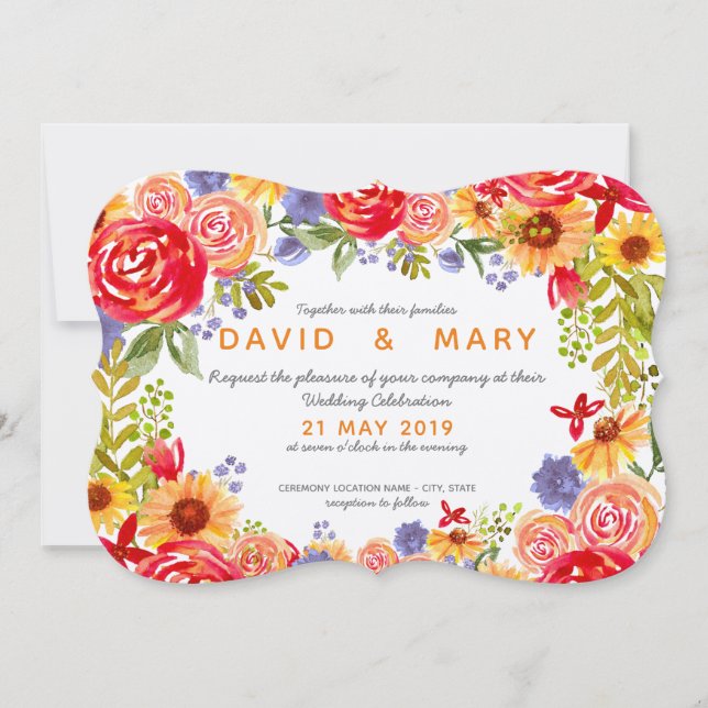 Wedding invitation - Field flowers (Front)