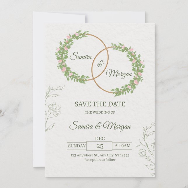 wedding invitation floral (Front)