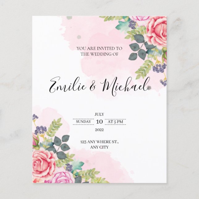 Wedding Invitation Floral  (Front)