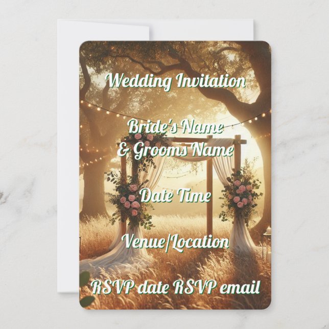 Wedding Invitation Floral Elegant Rustic Editable (Front)