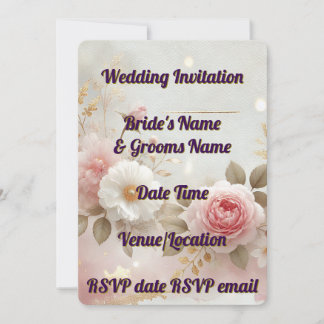 Wedding Invitation Floral Elegant Rustic Editable