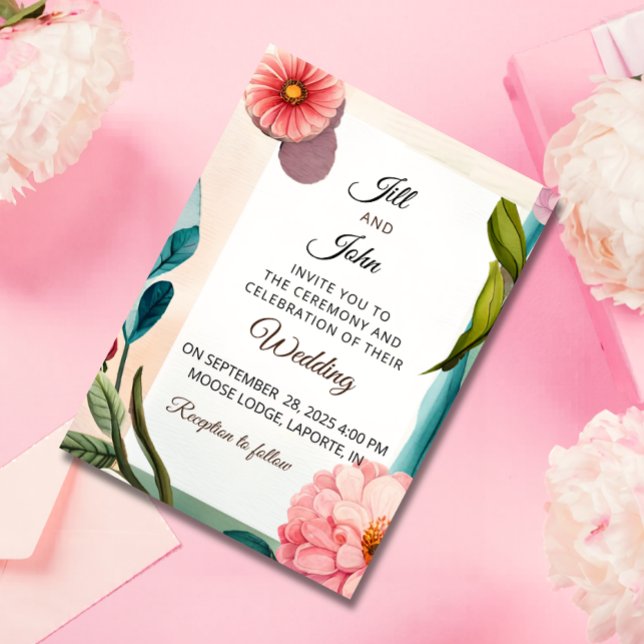 Wedding Invitation Floral Pastel Botanical Design (Creator Uploaded)