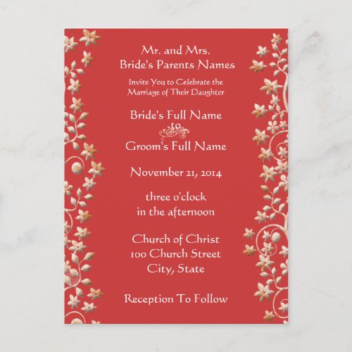 Wedding Invitation Floral Red Rose Save the Date