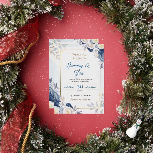 Wedding invitation, floral wedding invitation foil invitation (Insitu)