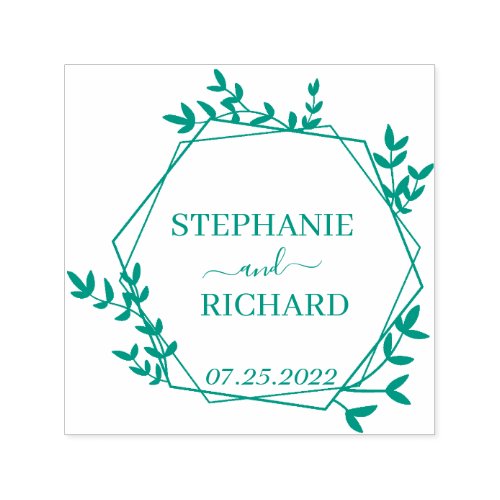 Wedding invitation floral wreath minimal self_inking stamp