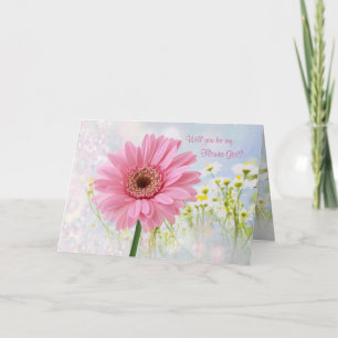 Wedding invitation, Flower Girl, pink Gerbera Card