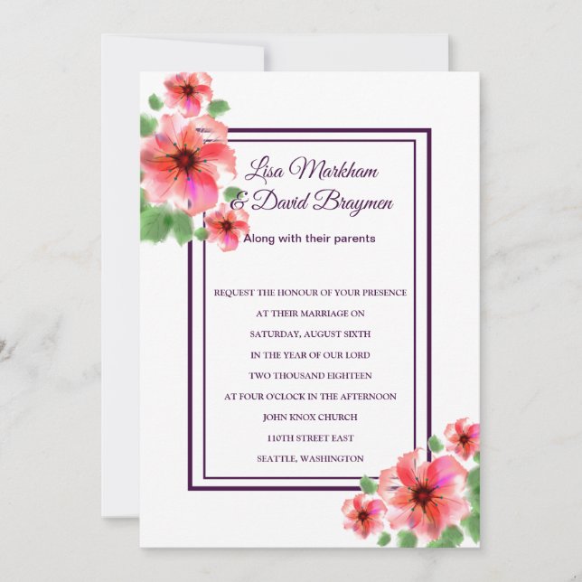 Wedding Invitation-Flowers Invitation (Front)