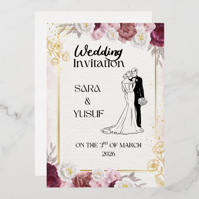 Wedding Invitation  Foil Invitation (Front/Back)