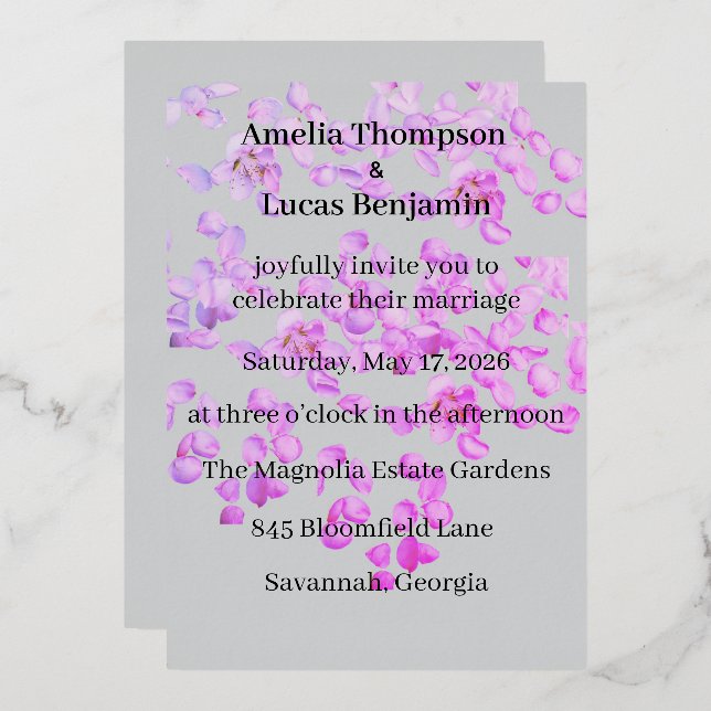 Wedding Invitation Foil Invitation (Front/Back)