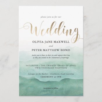 Wedding Invitation Foil - Watercolor Seas by KarisGraphicDesign at Zazzle