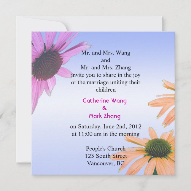 Wedding invitation from bride and groom's parents, (Front)