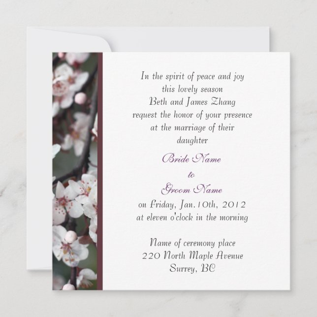 wedding invitation from bride's parents (Front)