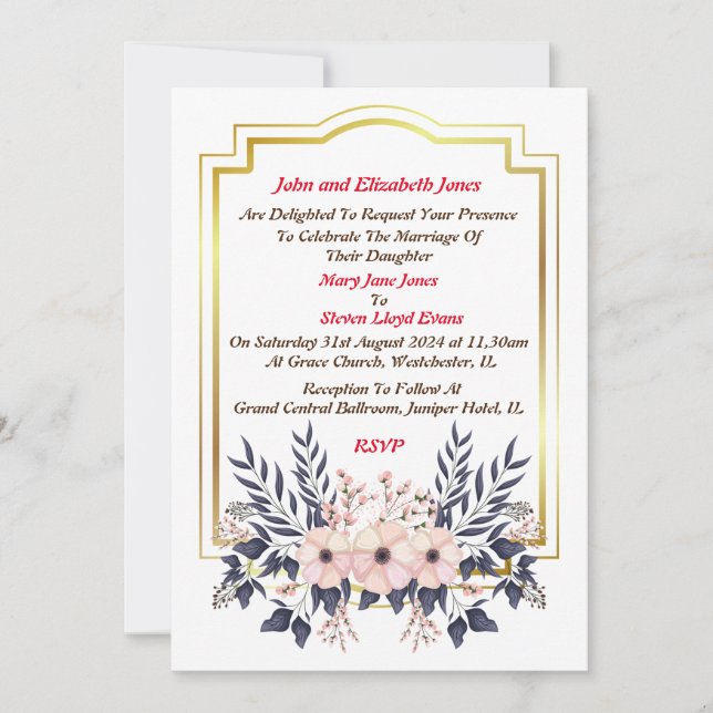 Wedding Invitation From Parents of the Bride (Front)