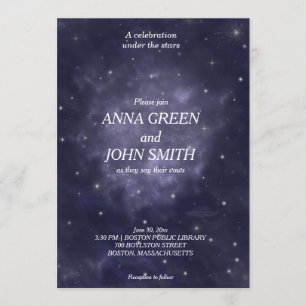 Wedding invitation galaxy modern unique night sky