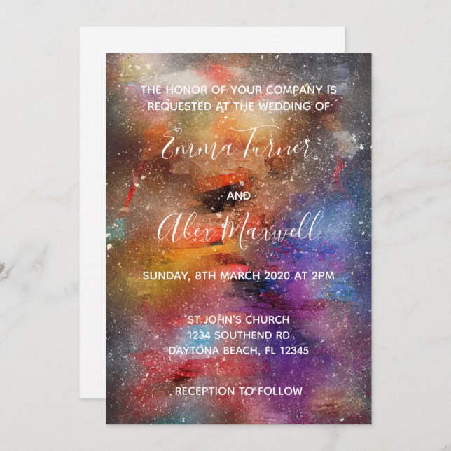 Wedding Invitation | Galaxy Watercolour Script (Front/Back)