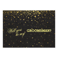 Wedding Invitation Gold Confetti GROOMSMAN Invite