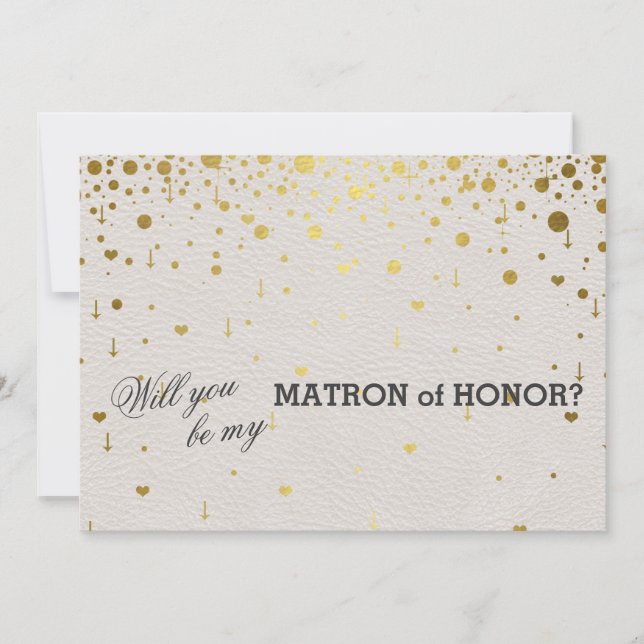 Wedding Invitation | Gold Confetti Matron of Honor (Front)
