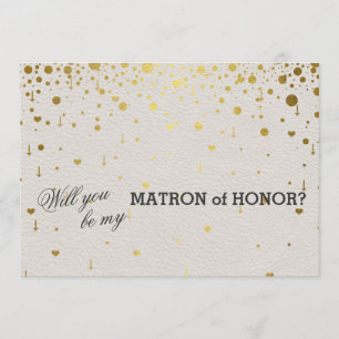 Wedding Invitation   Gold Confetti Matron of Honor