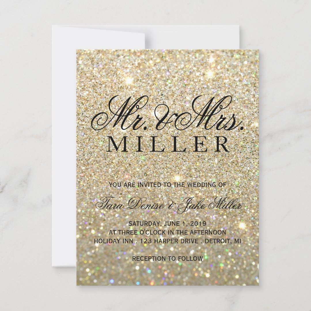 Wedding Invitation - Gold Glitter Fab | Zazzle