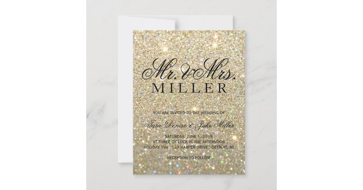 Wedding Invitation - Gold Glitter Fab | Zazzle