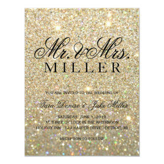 Wedding Invitation - Gold Glitter Fab