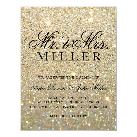 Wedding Invitation - Gold Glitter Fab