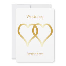 Wedding Invitation Gold Hearts