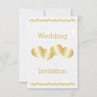 Wedding Invitation Gold Hearts Design