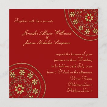 Wedding Invitation Gold & Jewels Indian Inspired by Truly_Uniquely at Zazzle