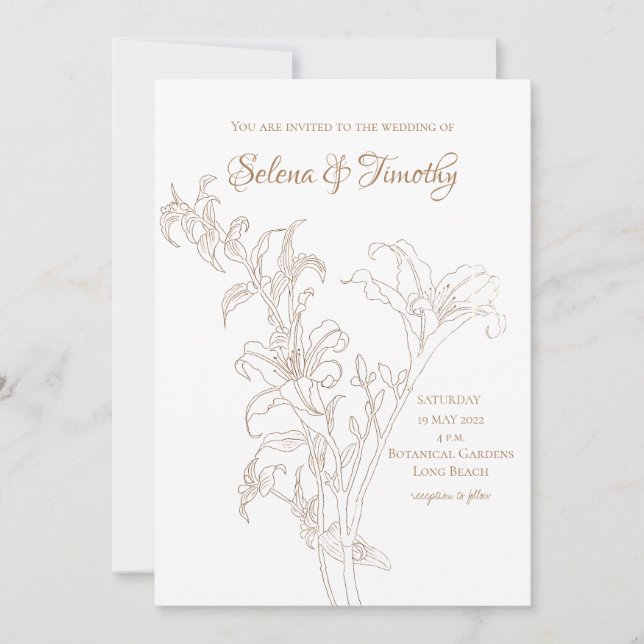 Wedding Invitation golden daylily (Front)