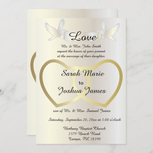 Wedding Invitation _ Golden Hearts Theme