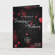 Wedding Invitation - Gothic Black w Rose Petals